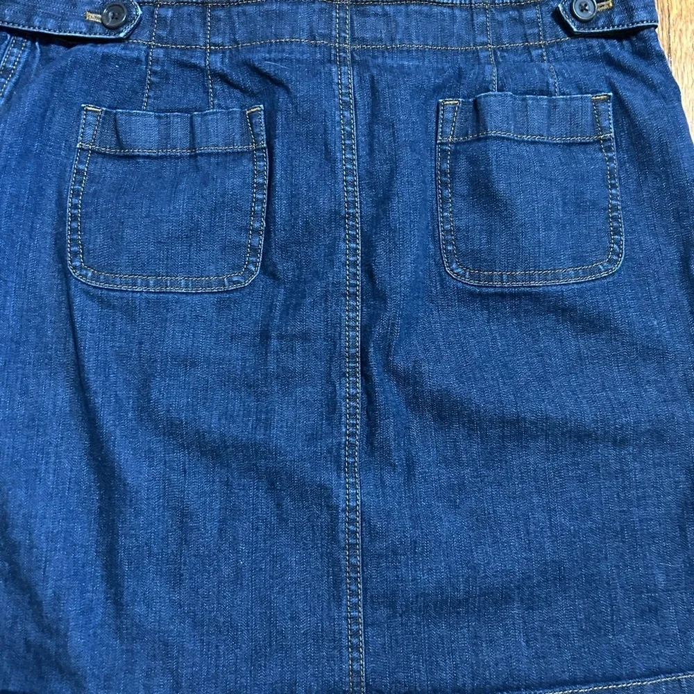 Ann Taylor Stretch Dark Denim Western Causal Skirt Size 8 With Pockets